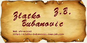 Zlatko Bubanović vizit kartica